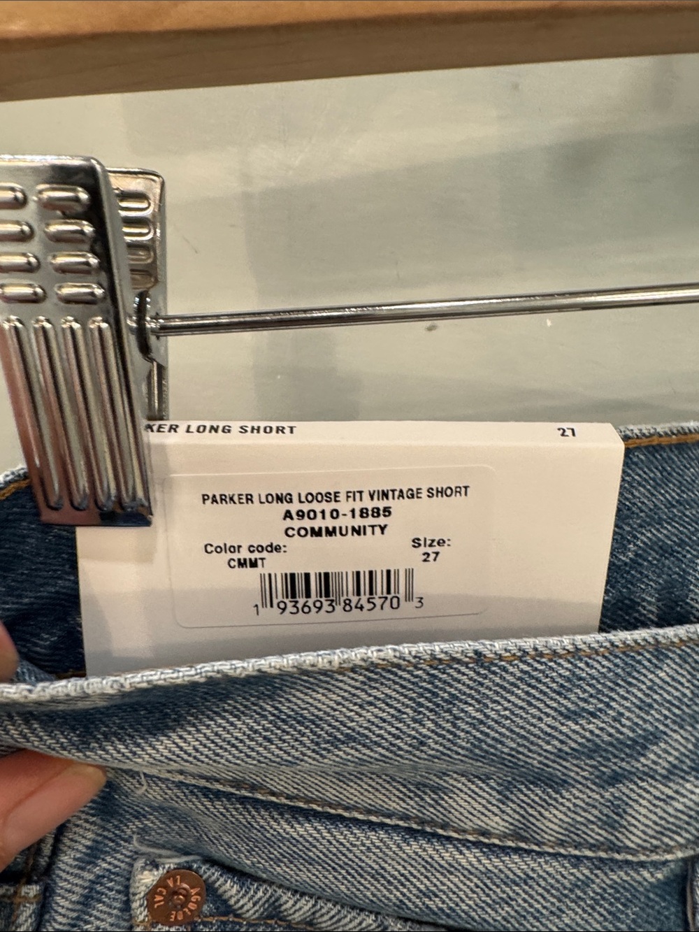 Agolde Parker Long Raw-Hem Denim Shorts - Picture 2 of 5